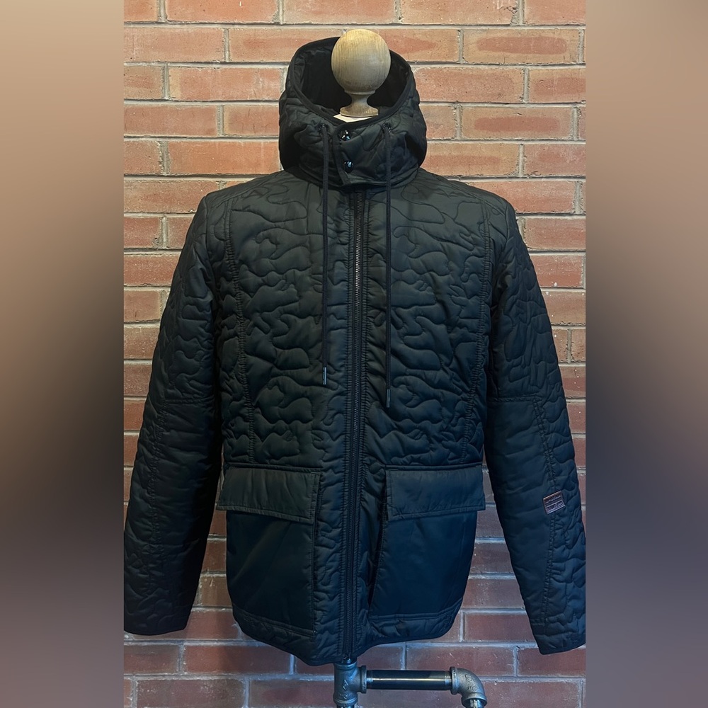 G-Star RAW Aero Quilted Hooded Overshirt. XL. Black.